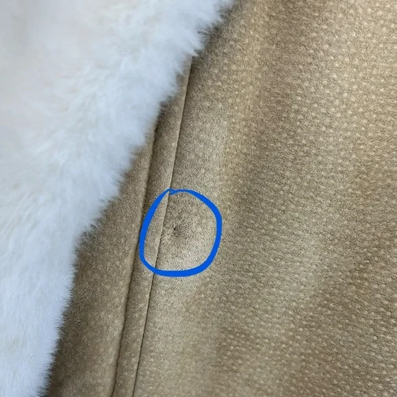 Vintage Leather Penny Lane Style Coat M Faux Fur Boho Daisy Jones Statement - Picture 13 of 16